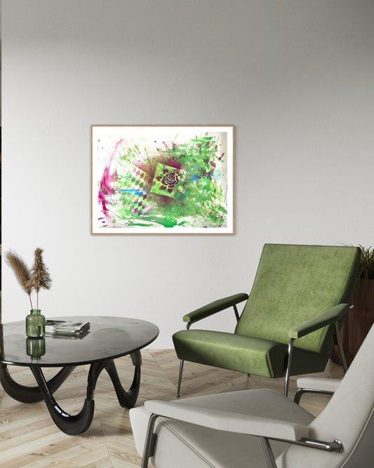 "Greens`n Roses" | Camila Avelar Abstract Fine Art Print | Limited Edition of 100